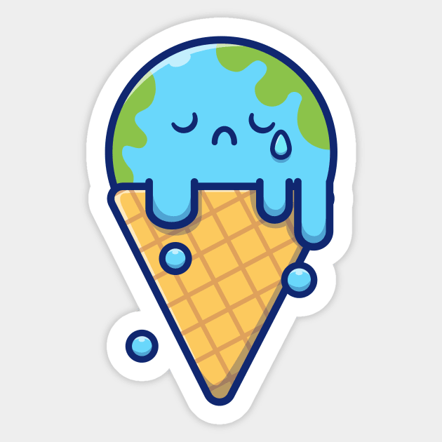 Cute Ice Cream Earth Melting Sticker by Catalyst Labs